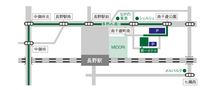 長野駅近辺からの地図