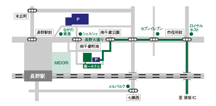 長野駅近辺からの地図