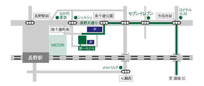 長野駅近辺からの地図